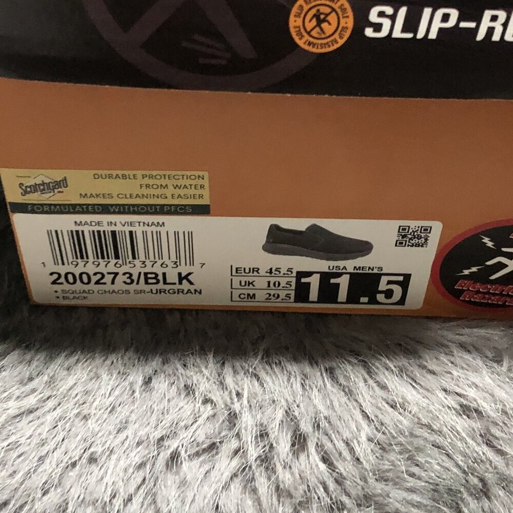 Skechers Men’s Squad Chaos SR Urgran Black Wide Fit Slip Resistant Size 11.5 - Picture 7 of 7